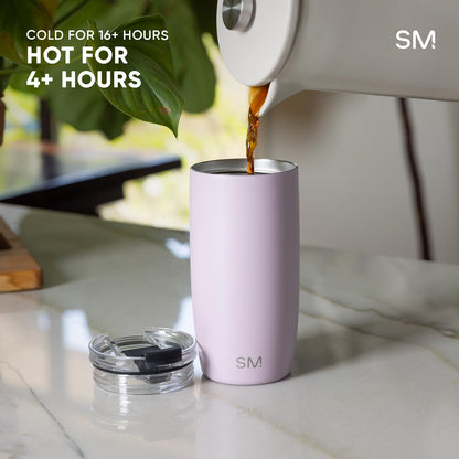 Simple Modern Voyager Tumbler - Insulated Stainless Steel Travel Coffee Mug | Flip Lid | 12oz Almond Birch