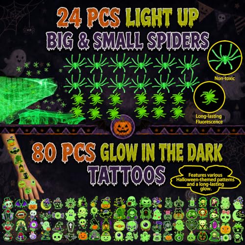 Halloween Glow Party Favors Bulk Pack with Tattoos & Accessories