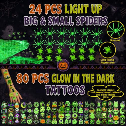 Halloween Glow Party Favors Bulk Pack with Tattoos & Accessories