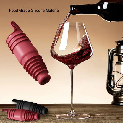 Silicone Wine Stopper Reusable Wine Bottle Stopper, 8Pcs Champagne Stoppers for Bottles, Food Grade Rubber Wine Stoppers for Wine Bottles (Black+Red)