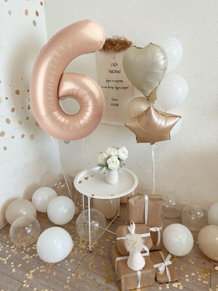 Skiennix 40-Inch Balloon Numbers - Light Brown 5th Birthday & Wedding Party Decor