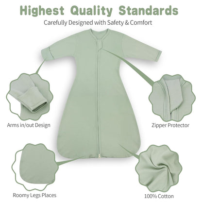 **Transition Swaddle | Baby Sleep Sack 0-3 Months - Arms Up Design with Mitten Cuffs, 2-Pack, 100% Cotton**