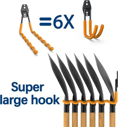 Heavy Duty 31-Pack Garage Wall Hooks | Anti-Slip Steel Storage for Ladders & Yard Tools - Orange
