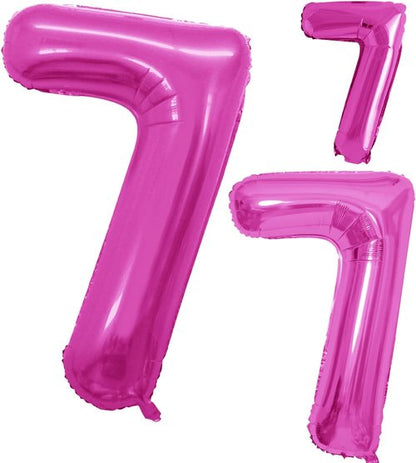GOER Number 7 Balloons - Pink Foil Huge Balloons for 7th Birthday & Anniversary Decorations | 3 Pcs, 42 Inch, 32 Inch, 16 Inch