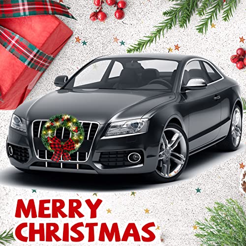 Christmas Car Wreath Decoration with LED Lights - Classic Style