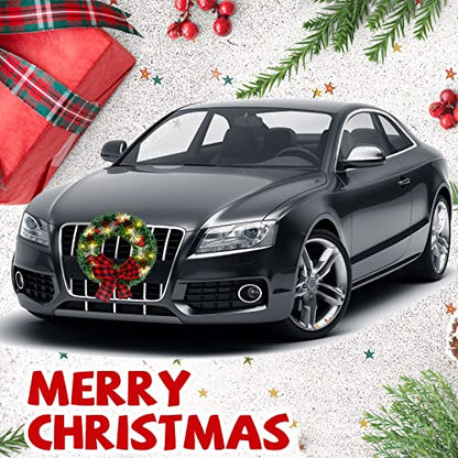 Christmas Car Wreath Decoration with LED Lights - Classic Style