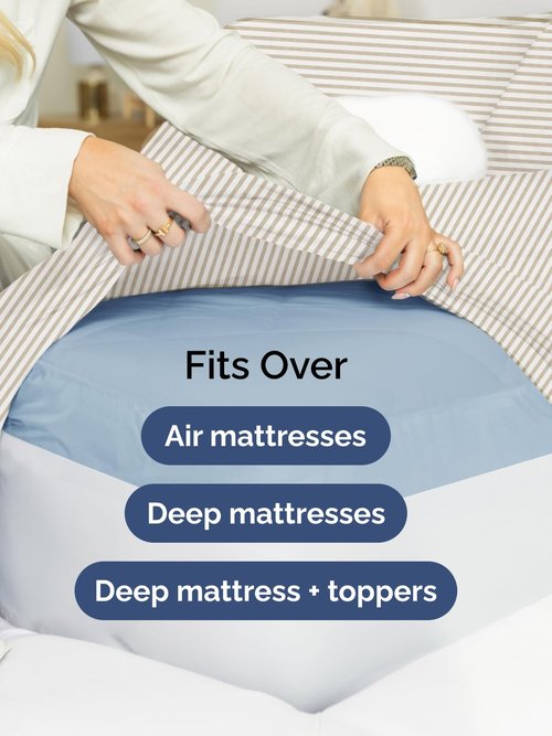 Extra Deep Twin XL Fitted Sheet - Hotel Luxury Single Fitted Sheet Only - Easily Fits 18 inch to 24 inch Mattress - Ultra Soft, Wrinkle Free w/Extra Deep Pockets - Breathable & Comfy - Beige Stripes