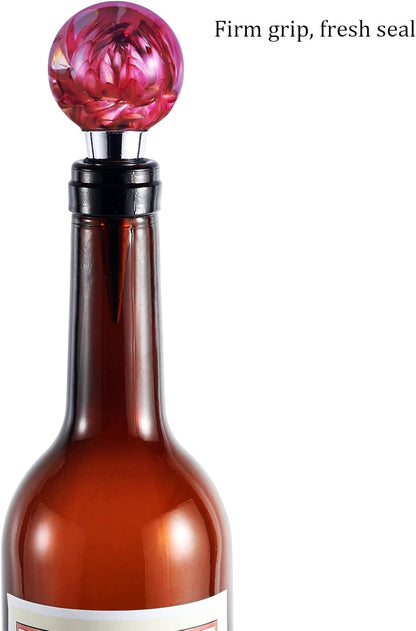 Resin Flower Wine Stopper, Floral Wine Bottle Stopper Decor, Cute Wine Stoppers for Wine Bottles for Wedding,Holiday,Birthday,Party and Gift (purple)