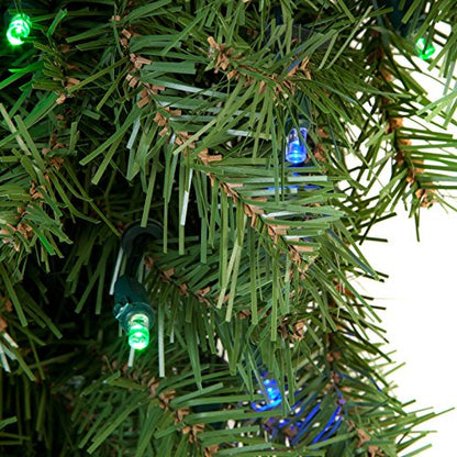 Pre-Lit Artificial Christmas Wreath 24 Inches - Norwood Fir with Multicolor Lights