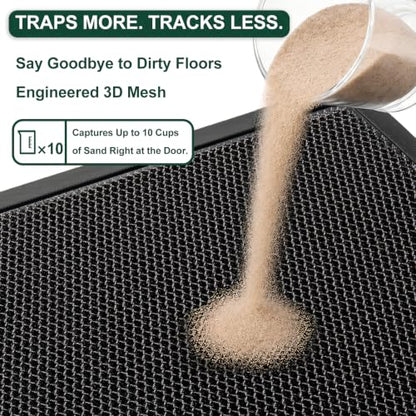 Heavy-Duty Mesh Door Mat Black 1.5x2.6 Feet, Quick-Dry Outdoor Indoor Entrance