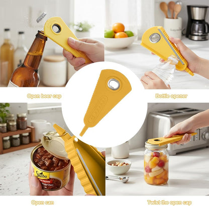 Mutil Jar Opener - Easy Grip Can & Bottle Opener for Seniors with Arthritis - Yellow