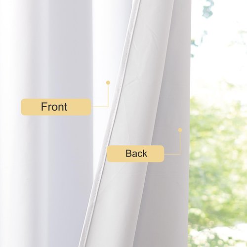 NICETOWN 100% Blackout Window Curtain Panels 90 inch Length for Living Room, Set of 2, Snow White, 55 inches Wide, Thermal Insulated Extra Long Drapes for Patio Sliding Door