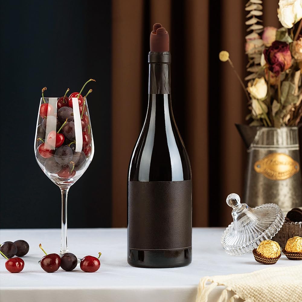 Reusable Sparkling Wine Bottle Stopper, 2024 Upgraded Wine Stoppers for Wine Bottles, Double Sealed Silicone Wine Sealer Beverage Cover Saver to Keep Wine Champagne Fresh (4)