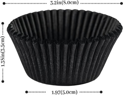 Bake Choice Black Cupcake Liners - 200 Pcs Food Grade Greaseproof Baking Wrappers | Perfect for Celebrations
