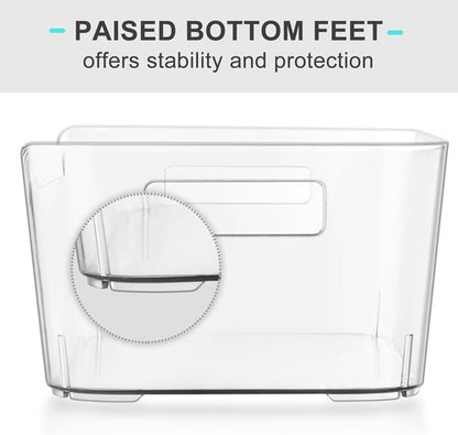 Heyuzb 12-Pack Clear Plastic Storage Bins - Versatile Organizers for Kitchen, Office & Pantry