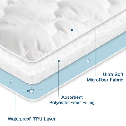 Mattress Protector Waterproof Twin Size for Kid, Soft & Cooling Twin Mattress Pad Cover Quilted for Single Bed Fitted with Deep Pocket up to 14" Depth