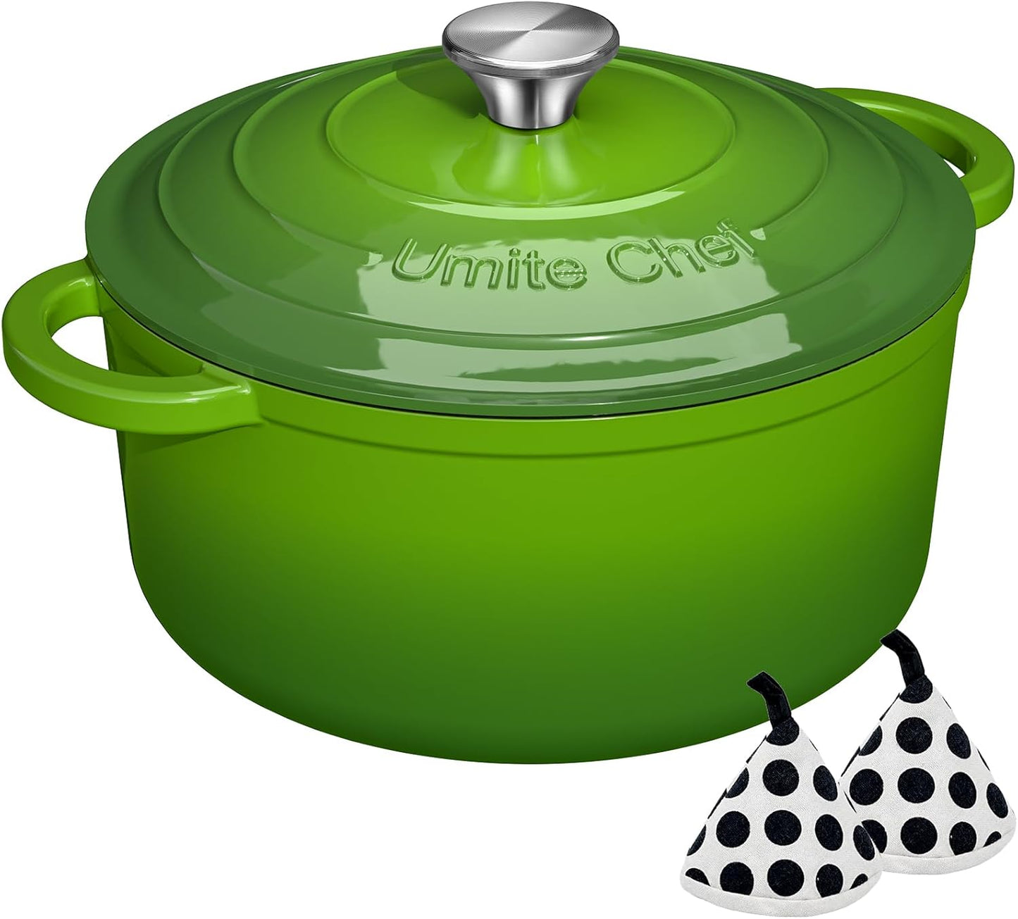 Umite Chef 5QT Enameled Cast Iron Dutch Oven - Heavy-Duty Cookware for Baking, Braising & Roasting | Green