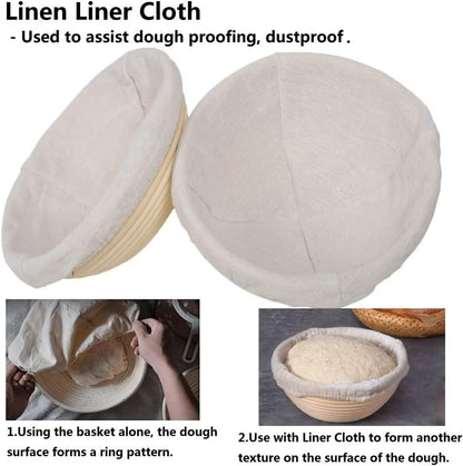 Skiennix 7-Inch Round Banneton Basket - Perfect for Bread Proofing | Includes Removable Liner, 2 Pack