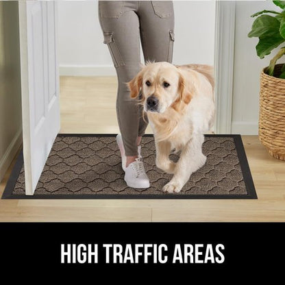 GORILLA GRIP Waterproof All-Season WeatherMAX Doormat - 47x35 Natural Rubber | Stain & Fade Resistant, Easy Clean Latte Quatrefoil