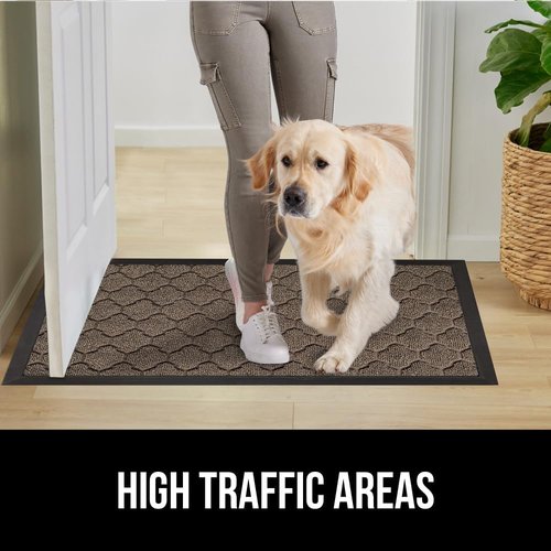 GORILLA GRIP Waterproof All-Season WeatherMAX Doormat - Stain & Fade Resistant, 29x17, Latte Quatrefoil