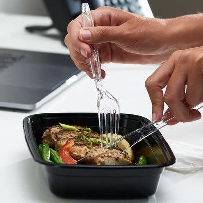 Comfy Package Premium Heavyweight Disposable Forks - Clear Plastic Cutlery for Parties | 50 Count