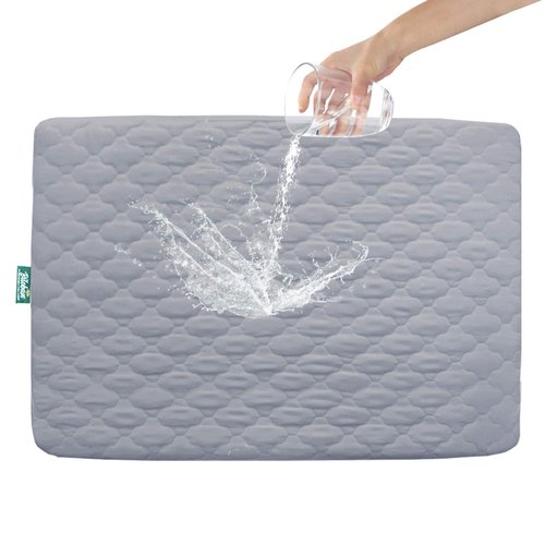 Biloban 2 Pack Pack and Play Mattress Protector Sheets Fitted Waterproof Playard Mattress Pad, Compatible with Graco Pack n Play & Dream On Me & Pamo Babe, Playpen/Playard Sheet, Gray, 39" x 27"