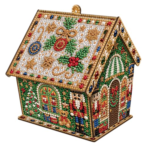 Christmas Nutcracker Wooden Pearl Diamond Art House Kit - Festive DIY Decor