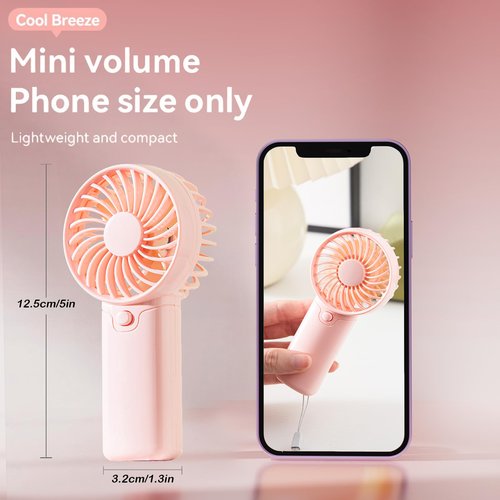4 Pack Mini Portable Fan - 5'' AAA Battery Operated, Lightweight Handheld with 1 Speed & Lanyard - Quiet Personal Fan for Kids, Girls, Women & Men - Ideal for Office,Outdoor,Travel,Commute,Makeup