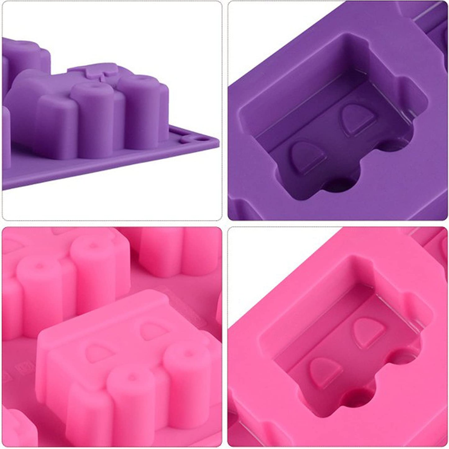 Joyeee Silicone Train Cake Mold, 1 Pcs 6 Cavity Non-stick Train Cake Pan Baking Mold for Brownies Chocolate, Muffin Cups and Ice Cube, Silicone Soap Mold Cake Chocolate Crayon Kids Shower Supplies