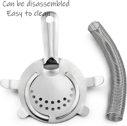WUWEOT 9 Pack Cocktail Strainer, 4-Prong Stainless Steel Bar Strainer, 6 Inches Silver Bar Tool Drink Strainer with 100 Wire Spring for Bartenders and Mixologists