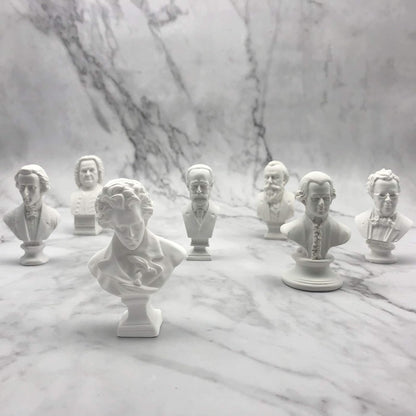 Skiennix Classic Mini 2.7” Greek Bust | Beethoven Sculpture - Home Décor Resin Figure Set (7 Pieces)