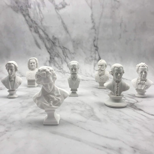 Skiennix Classic Mini 2.7” Greek Bust | Beethoven Sculpture - Home Décor Resin Figure Set (7 Pieces)