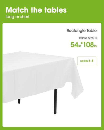 Pureegg Disposable Table Cloths - 20 Pack, 54 x 108 Inch, White Rectangle for Parties & Weddings