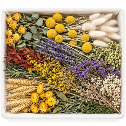 Dried Flower Bouquet with Lavender, Roses & Eucalyptus - 125 Stems for DIY Crafts & Decor