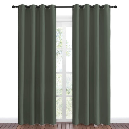 NICETOWN Dark Mallard Blackout Curtains Grommet - Home Decorations Thermal Insulated Solid Grommet Top Blackout Living Room Panels/Drapes for Gift (1 Pair, 55 x 86 inches)