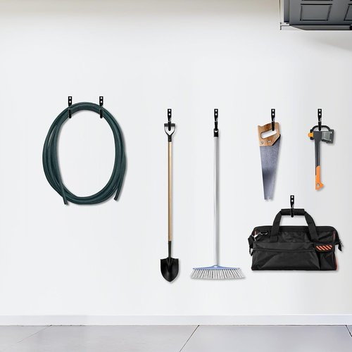 KURUI Large Metal Wall Hooks - 14-Piece Set for Organizing Tools, Coats & Bags | Black Indoor/Outdoor Storage