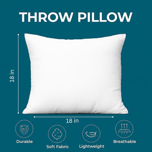 Lane Linen 18 x 18 Throw Pillow Inserts - Pack of 2 White Down Alternative for Decorative Covers
