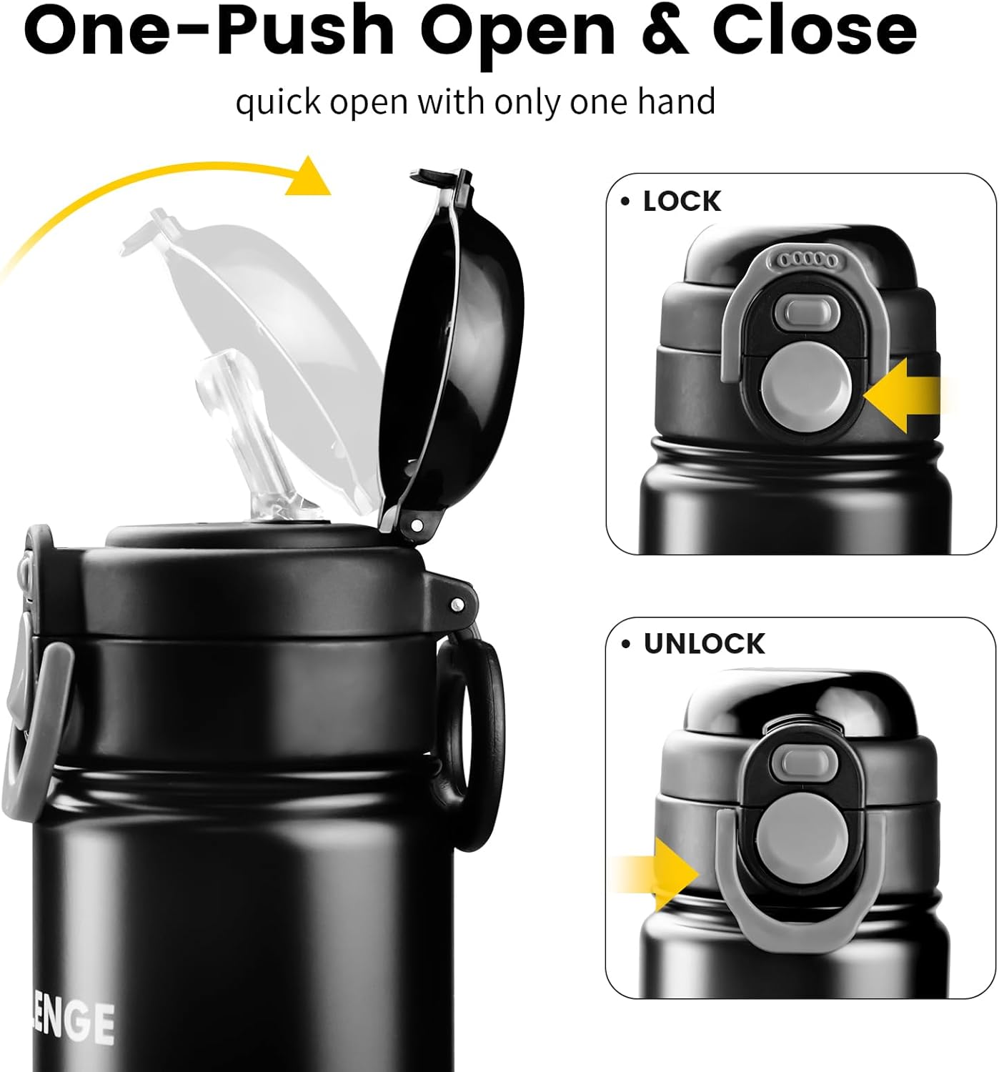 Skiennix 20 Oz Insulated Water Bottle - Leak-Proof, BPA-Free, Double-Walled for Travel & Sports | Black