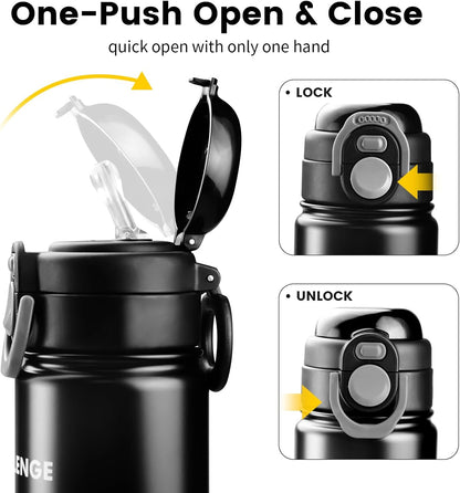 Skiennix 20 Oz Insulated Water Bottle - Leak-Proof, BPA-Free, Double-Walled for Travel & Sports | Black