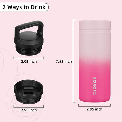 BJPKPK Insulated Water Bottle - 20 oz Double Wall Stainless Steel Tumbler with 2 Lids | Cherry Blossom Design