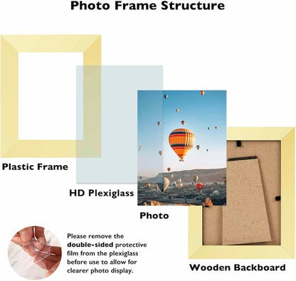 JCJMY 3x4 Gold Picture Frame - Versatile Wall & Tabletop Display | Shatter-Resistant Plexiglass