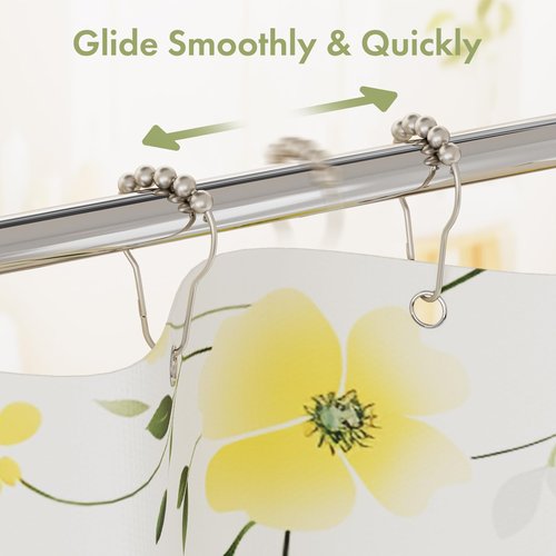 Amazer Decorative Shower Curtain Hooks, Shower Curtain Hooks Rust Proof Stainless Steel Shower Curtain Hooks, Shower Hooks for Shower Curtain Bathroom 12PCS, Matte Nickel