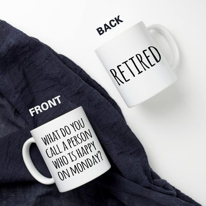 Shqiueos Funny Retirement Gifts for Woman Men, Happy Retiree Mug 11oz, Best Retirement Gift for Women 2026, Gag Farewell Present for Coworkers Nurse Teacher Boss, Office Retired Coffee Cup