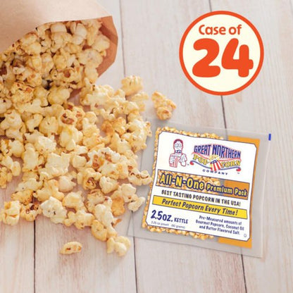 Great Northern Popcorn | 2.5oz Popcorn Machine Packets - All-in-One Movie Theater Style Kernels & Oil (24 Count)