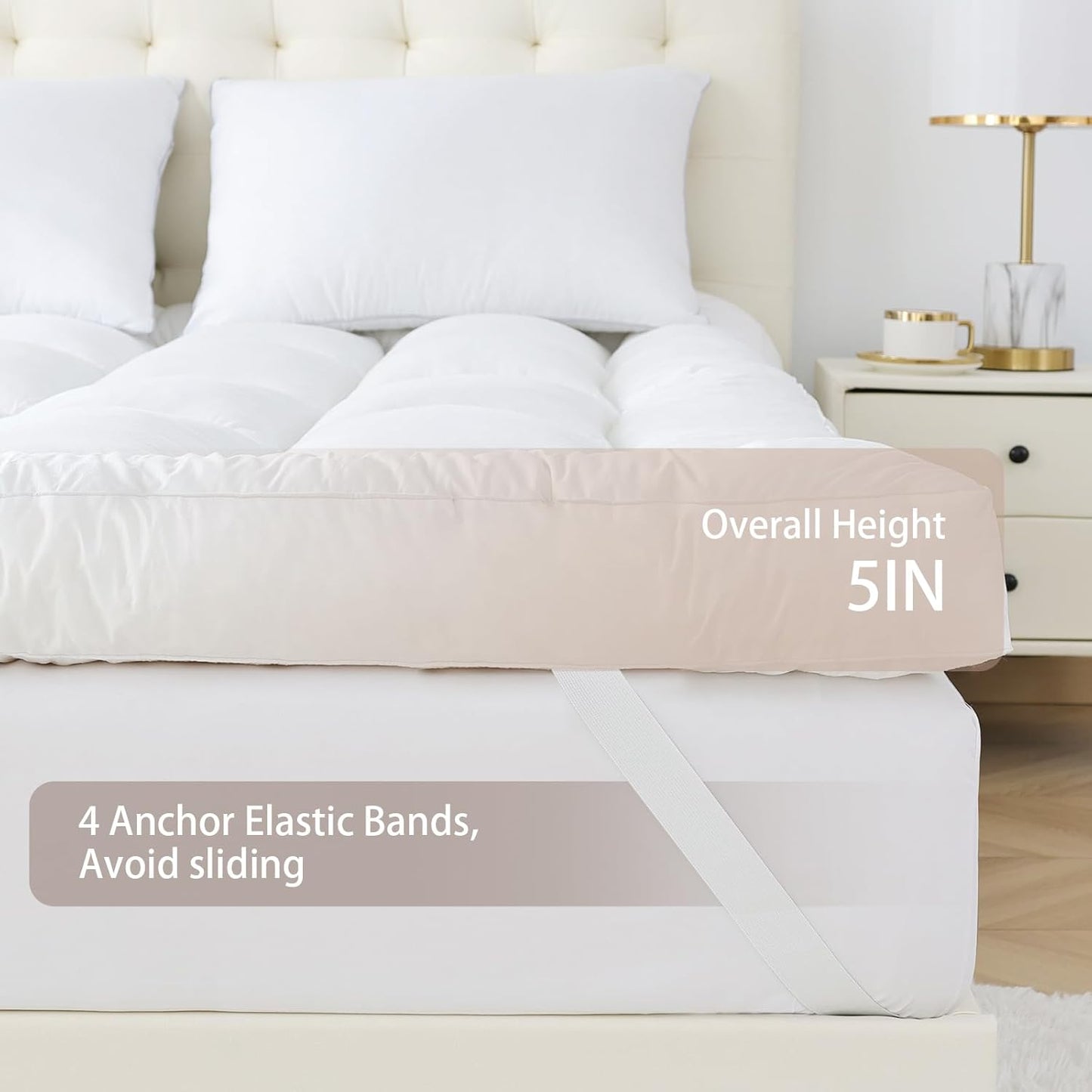 WhatsBedding 5-Inch Memory Foam Mattress Topper - Queen Size for Back Pain Relief | Soft, Breathable Support (80x60x5 in)