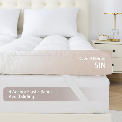 WhatsBedding 5-Inch Memory Foam Mattress Topper - Queen Size for Back Pain Relief | Soft, Breathable Support (80x60x5 in)