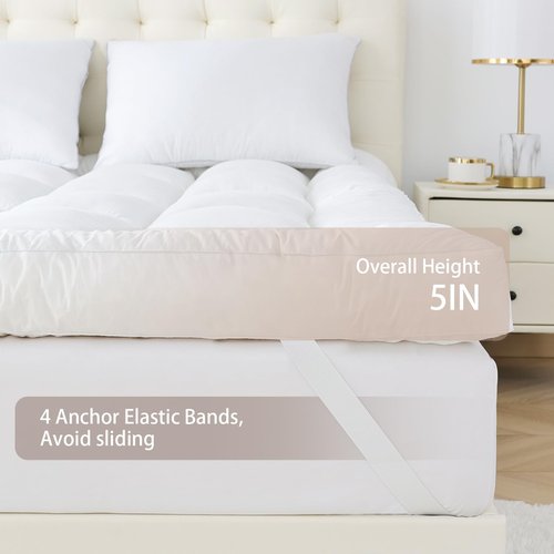 WhatsBedding 5 Inch Memory Foam Mattress Topper Queen for Back Pain Relief, Filled with Breathable Memory Foam, Soft Fluffy Supportive Bed Mattress Topper, 80x60x5 in
