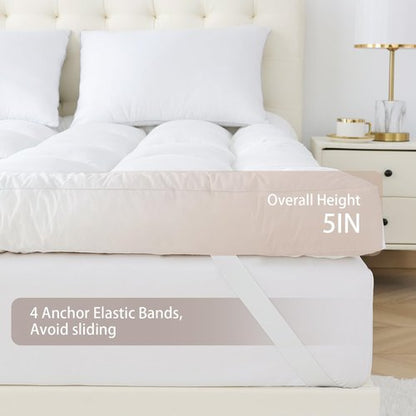 WhatsBedding 5 Inch Memory Foam Mattress Topper Queen for Back Pain Relief, Filled with Breathable Memory Foam, Soft Fluffy Supportive Bed Mattress Topper, 80x60x5 in