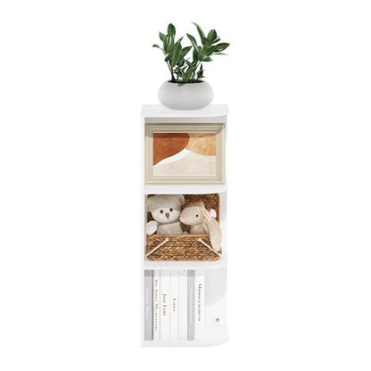 Furinno PASIR Book Shelf, 3-Tier Corner Bookshelf with Open Shelf, Standing Bookcase, 9.3 x 12 x 31.5 for Organization and Storage, for Living Room, Bedroom, Home Office, White