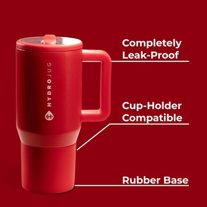 HydroJug Kids - 20 Oz Insulated Water Bottle with Flip Straw & Handle | Leak-Proof & Durable | Alumni Red